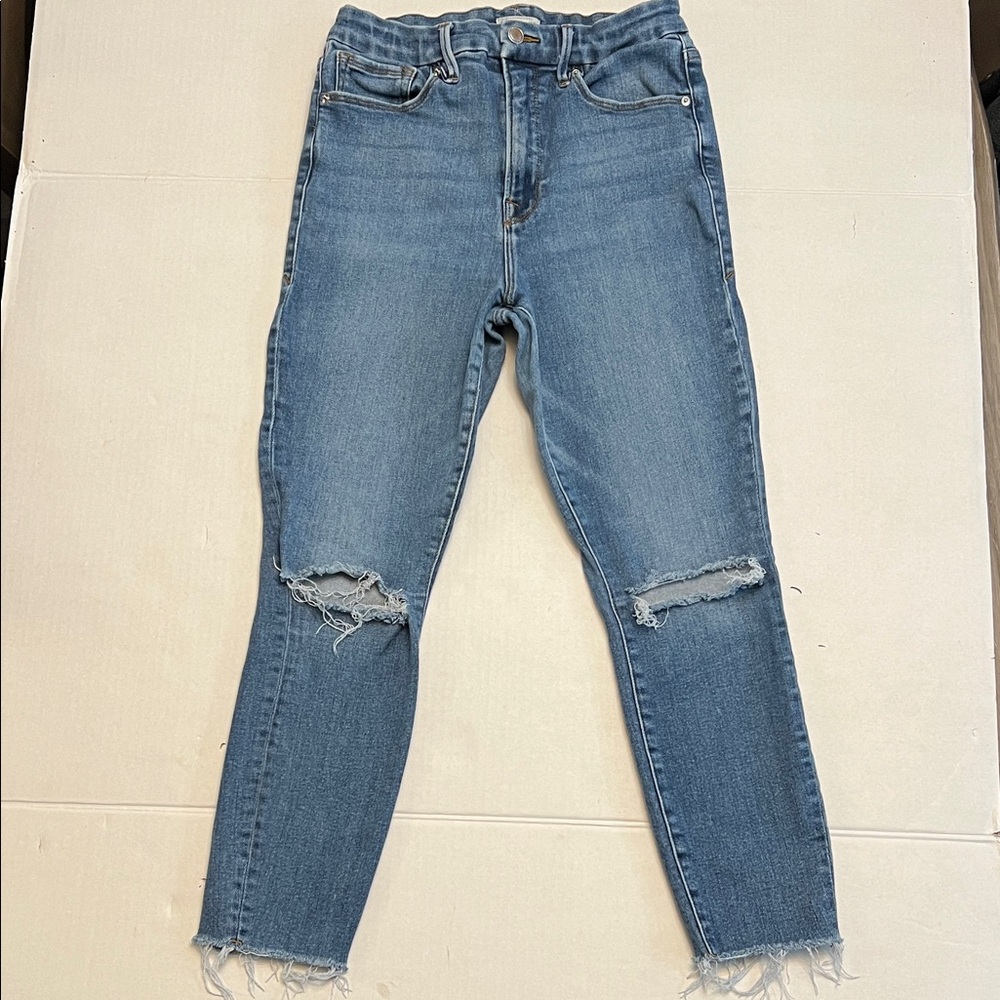 Good American Light Blue Distressed Skinny Jeans
